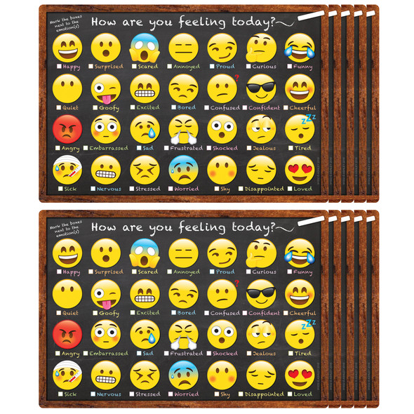 Smart Poly Chart, 13" x 19", Emoji How Are You Feeling, Pack of 10