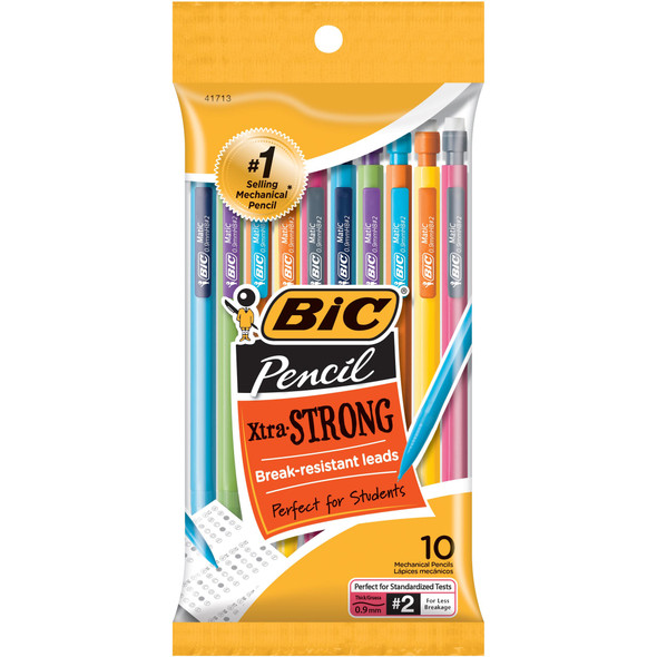 Xtra-Strong Mechanical Pencil, Colorful Barrel, Thick Point (0.9mm), 10 Per Pack, 6 Packs
