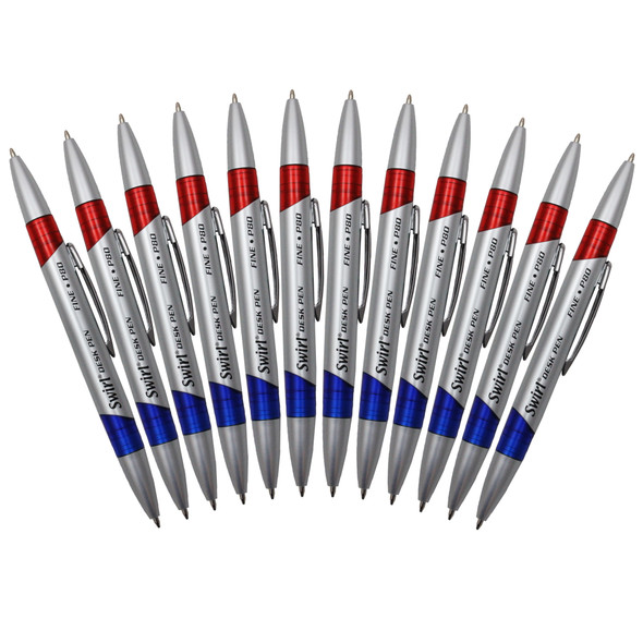 Swirl Desk Pens Red/Blue 12 Per Pk, 2 pks
