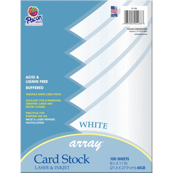 Card Stock, White, 100 Sheets Per Pack, 2 Packs