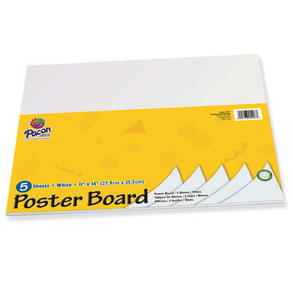 Poster Board, White, 11" x 14", 5 Sheets Per Pack, 12 Packs - PAC5417BN