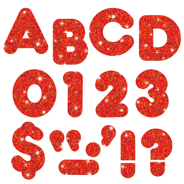 Red Sparkle 4" Casual UC Ready Letters, 6 Packs - T-1614BN