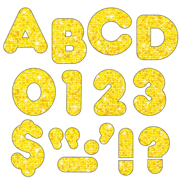 Yellow Sparkle 4" Casual UC Ready Letters, 6 Packs - T-1616BN