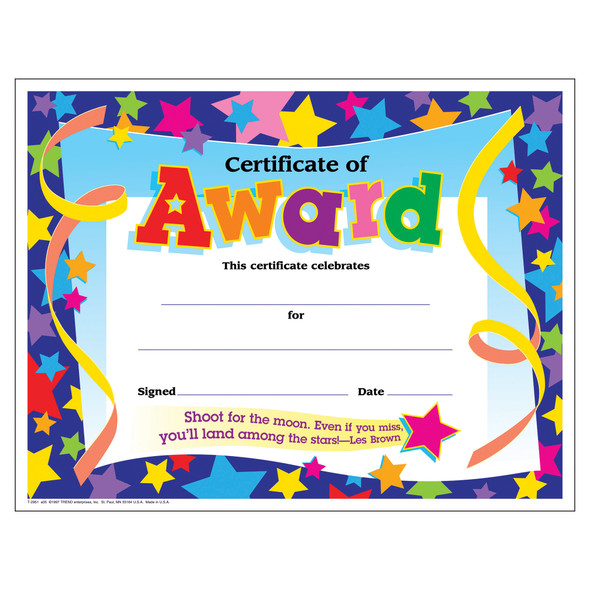 Certificate of Award Colorful Classics Certificates, 30 ct - T-2951