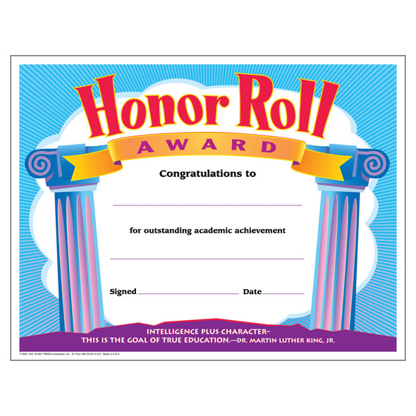 Honor Roll Award Colorful Classics Certificates, 30 ct - T-2959