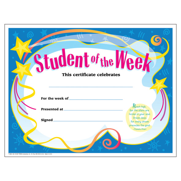 Student of The Week Colorful Classics Certificates, 30 ct - T-2960