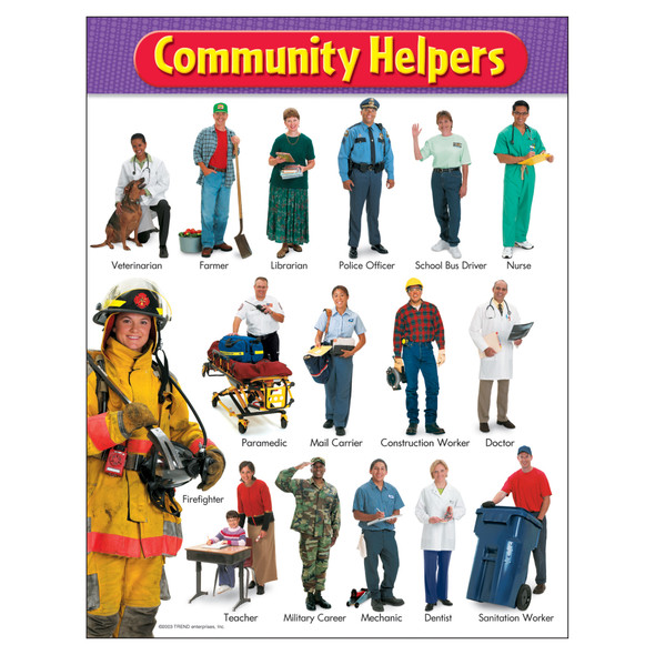 Community Helpers Learning Chart, 17" x 22", Pack of 6 - T-38115BN