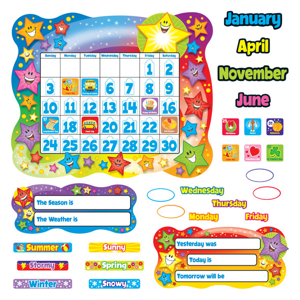 Star Calendar Bulletin Board Set, Pack of 2 Sets - T-8194BN