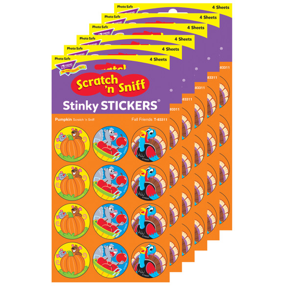 Fall Friends/Pumpkin Stinky Stickers, 48 Per Pack, 6 Packs - T-83311BN - 005089