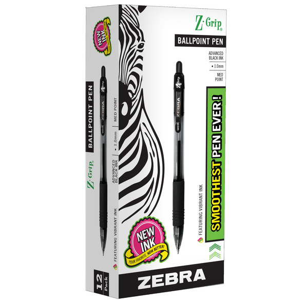 Z-Grip Ballpoint Retractable Pen, Black, Pack of 12, Bundle of 6 Packs