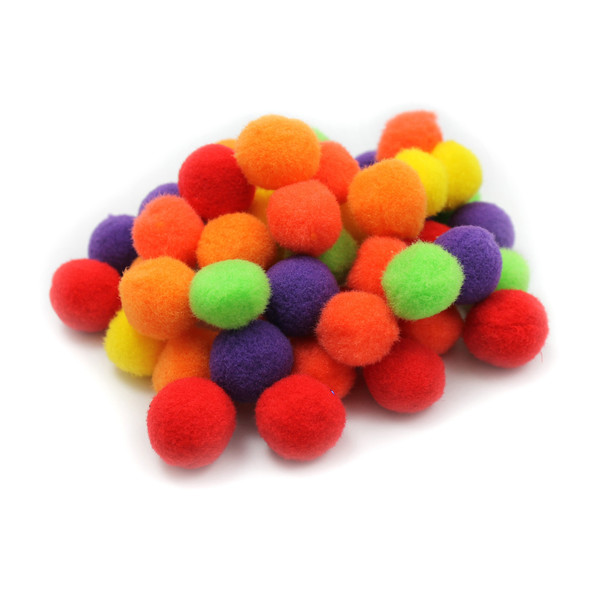Pom-Poms 1", Assorted Hot Colors, 50 Per Pack, 12 Packs - CHL69516BN