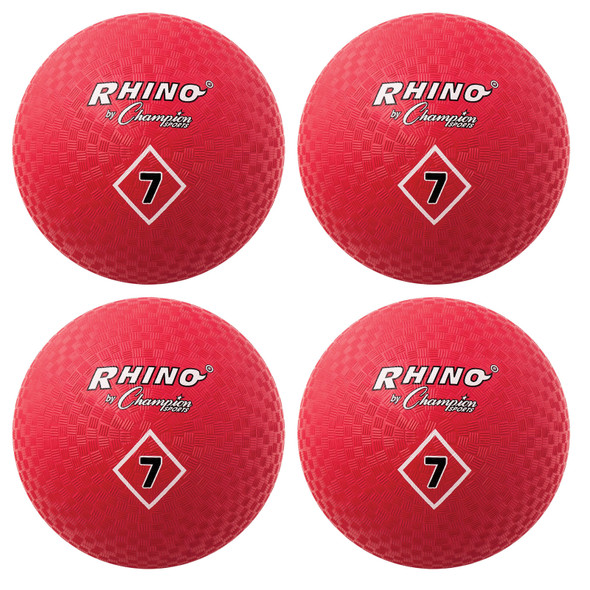 Playground Ball 7", Red, Pack of 4