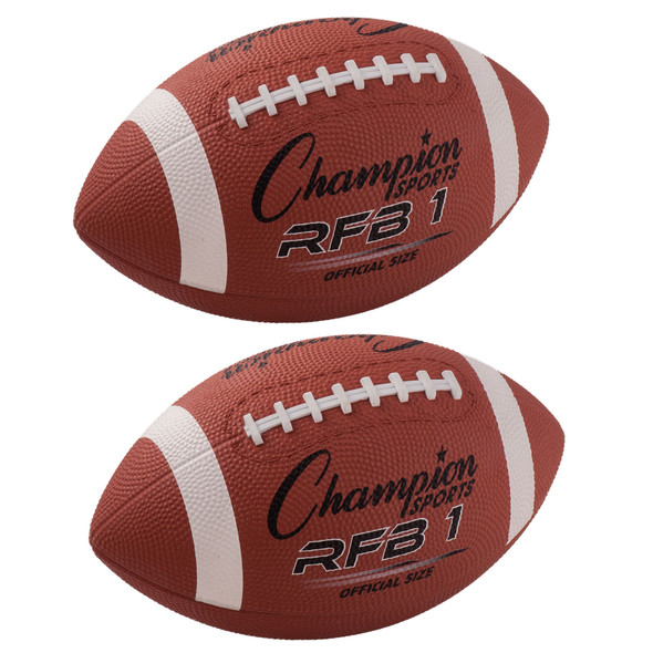 Official Size Rubber Football, 2/Pack
