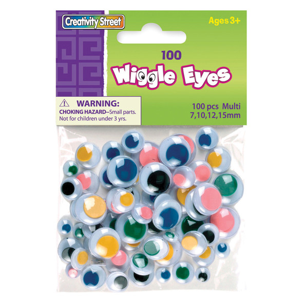 Wiggle Eyes, Multi-Color, Assorted Sizes, 100 Per Pack, 6 Packs - CK-344601BN