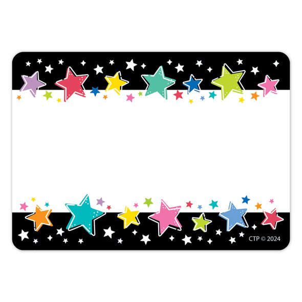 Colorful Stars On Black Labels Star Bright