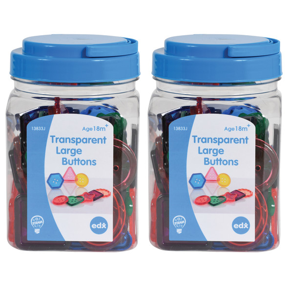 Transparent Large Buttons - Mini Jar - 0.6 Pound - 2 Packs