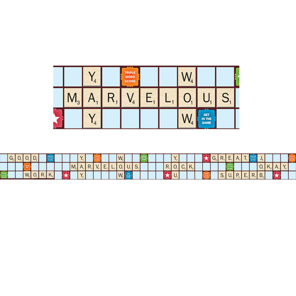 Scrabble Letters Extra Wide Die Cut Deco Trim, 12 strips/pkg, Set of 6 packs - EU-845149BN
