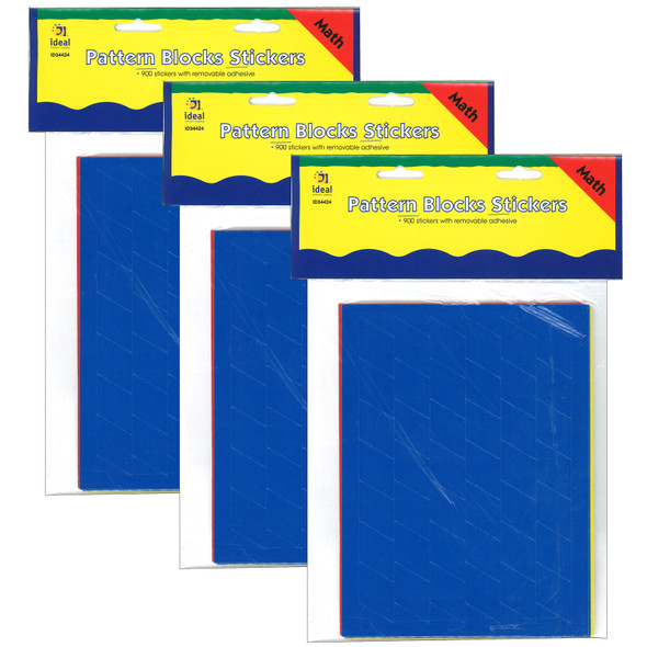 Pattern Blocks Stickers, 900 Per Pack, 3 Packs - ID-34424BN