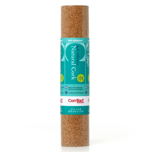 Con-Tact Adhesive Roll, Cork, 12" x 4', 3 Rolls