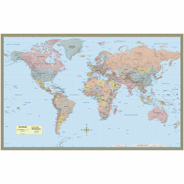 World Map-Laminated Poster, 50" x 32", Pack of 2