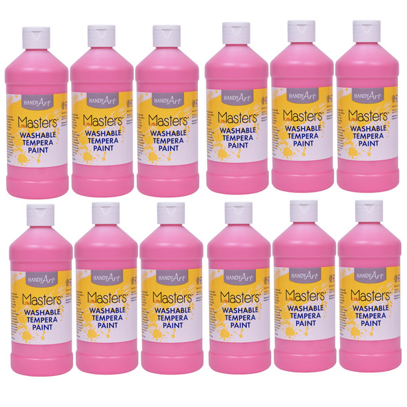 Little Masters Washable Tempera Paint, 16 oz., Pink, Pack of 12