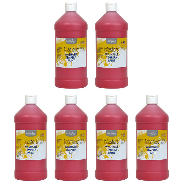 Little Masters Washable Tempera Paint, 32 oz, Red, Pack of 6
