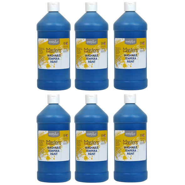 Little Masters Washable Tempera Paint, 32 oz, Blue, Pack of 6