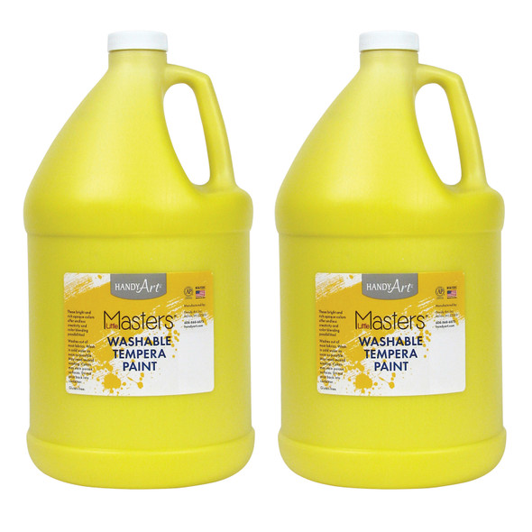 Little Masters Washable Tempera Paint, Gallon, Yellow, Pack of 2