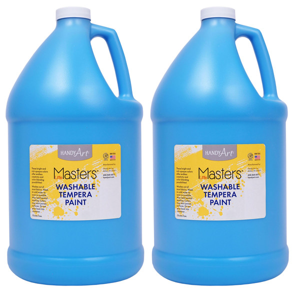Little Masters Washable Tempera Paint Gallon, Light Blue, Pack of 2