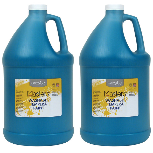 Little Masters Washable Tempera Paint, Gallon, Turquoise, Pack of 2