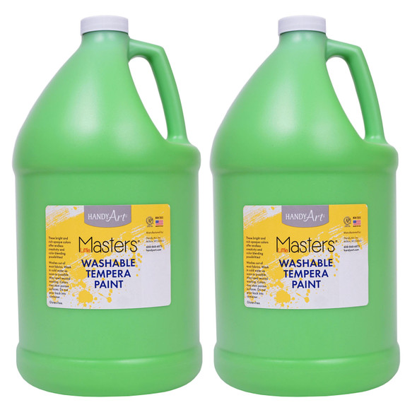 Little Masters Washable Tempera Paint Gallon, Light Green, Pack of 2