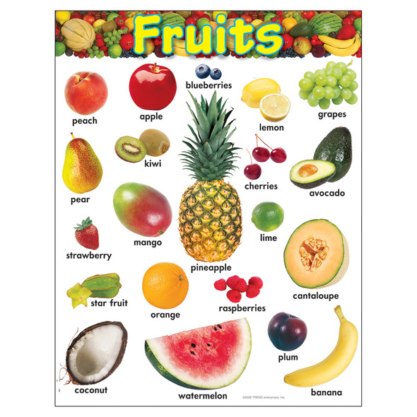 Fruits Learning Chart, 17" x 22", Pack of 6 - T-38247BN