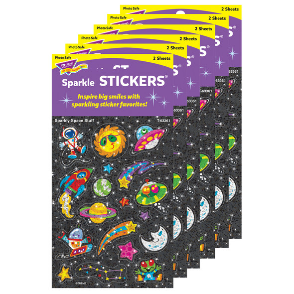 Sparkly Space Stuff Sparkle Stickers, 36 Per Pack, 6 Packs - T-63361BN - 005089