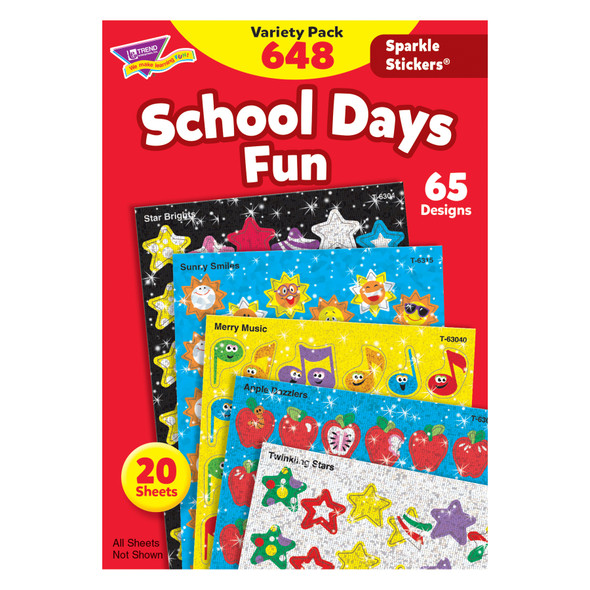 School Days Sparkle Stickers Variety Pack, 2 Packs - T-63909BN