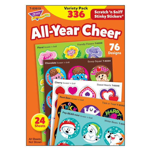All Year Cheer Stinky Stickers Variety Pack, 336 Count Per Pack, 2 Packs - T-83919BN - 005089