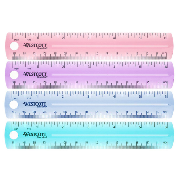 6" Plastic Ruler, Assorted Colors (No Color Choice), Pack of 36