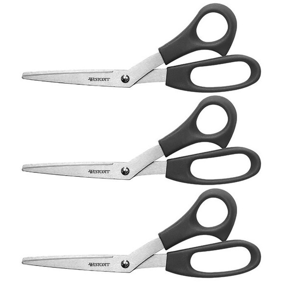 All Purpose Value Scissors, 8" Bent, Assorted Colors, Pack of 3 All Purpose Value Scissors, 8" Bent, Assorted Colors, Pack of 3
