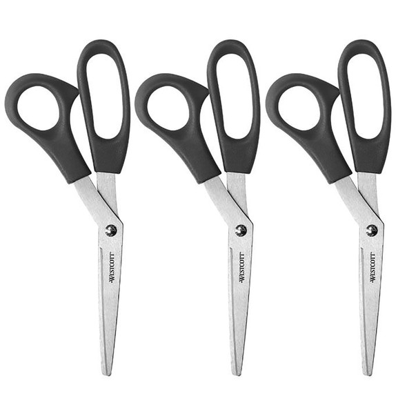 All Purpose Value Scissors, 8" Bent, Assorted Colors, Pack of 3 All Purpose Value Scissors, 8" Bent, Assorted Colors, Pack of 3