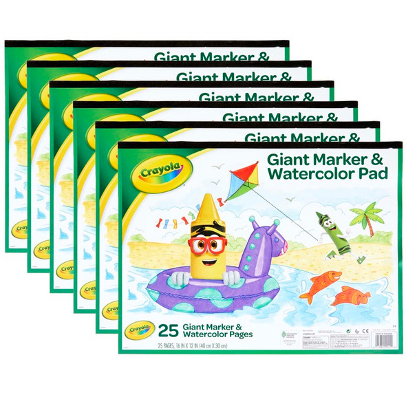 Giant Marker & Watercolor Pad, Pack of 6 Giant Marker & Watercolor Pad, Pack of 6