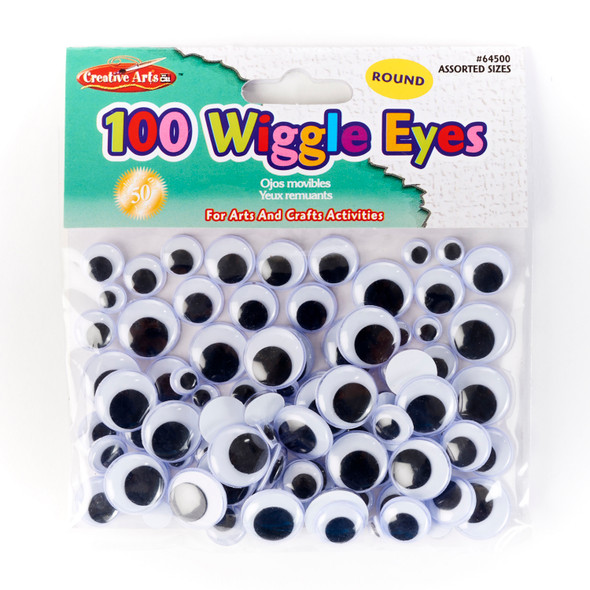 Wiggle Eyes, Assorted Sizes, Black, Pack of 100