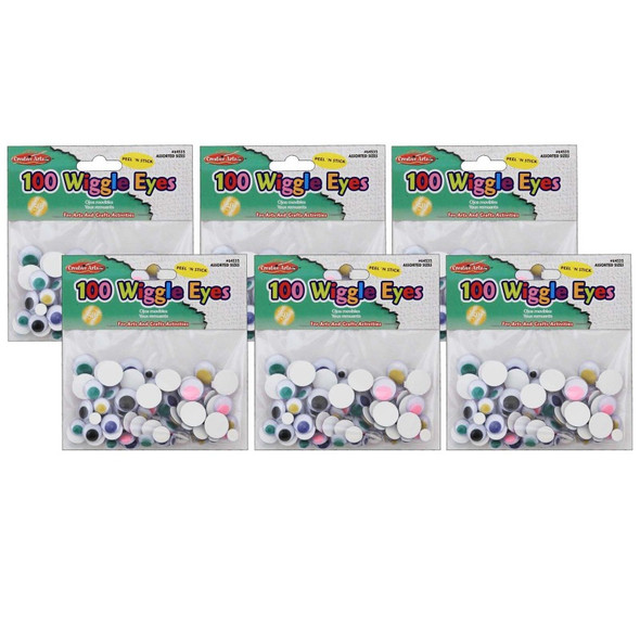 Wiggle Eyes, Peel'n Stick, Assorted Colors and Sizes, 100 Per Bag, 6 Bags Wiggle Eyes, Peel'n Stick, Assorted Colors and Sizes, 100 Per Bag, 6 Bags