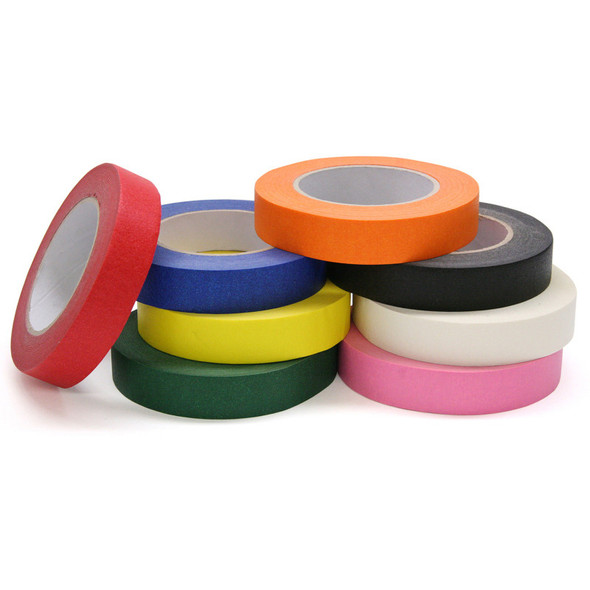 Colored Masking Tape, 8 Assorted Colors, 1" x 60 Yards, 8 Rolls Colored Masking Tape, 8 Assorted Colors, 1" x 60 Yards, 8 Rolls
