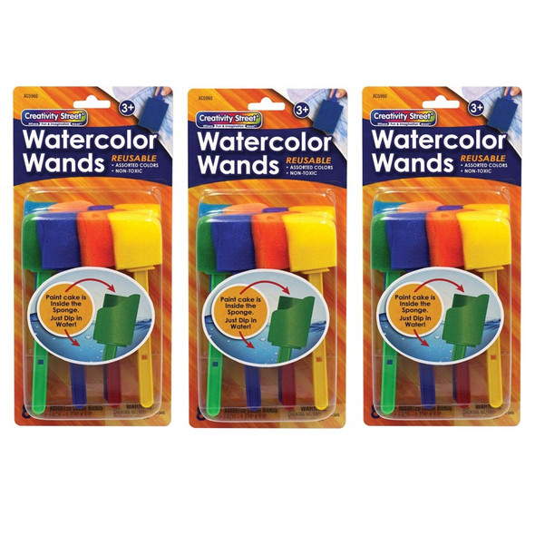 Watercolor Wands with Paint, 8 Assorted Colors, 1-3/8" x 5-1/2", 8 Per Pack, 3 Packs Watercolor Wands with Paint, 8 Assorted Colors, 1-3/8" x 5-1/2", 8 Per Pack, 3 Packs