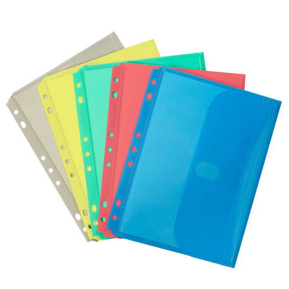 Mini Size Binder Pocket, Side Loading, Assorted, Pack of 18