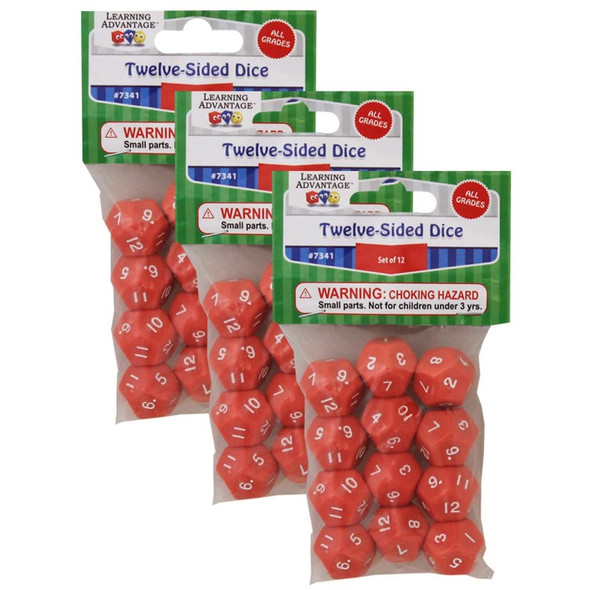 12-Sided Polyhedra Dice, 12 Per Pack, 3 Packs 12-Sided Polyhedra Dice, 12 Per Pack, 3 Packs