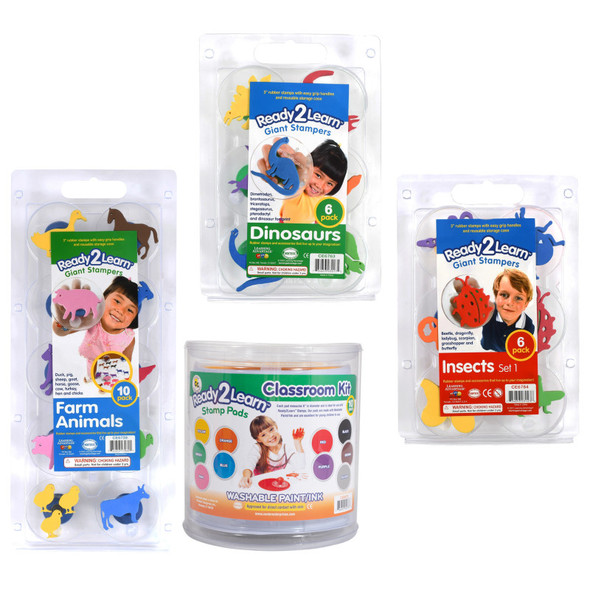 Giant Stampers & Stamp Pad Kit - 22 Stampers - 10 Stamp Pads Giant Stampers & Stamp Pad Kit - 22 Stampers - 10 Stamp Pads