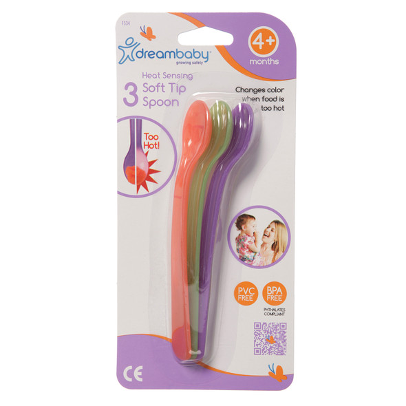 Heat Sensing Soft Tip Spoons, 3 Per Pack, 6 Packs