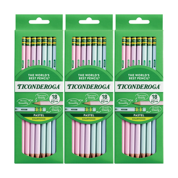 Wooden Pencil Pastel, Sharpened, 18 Per Pack, 3 Packs Wooden Pencil Pastel, Sharpened, 18 Per Pack, 3 Packs