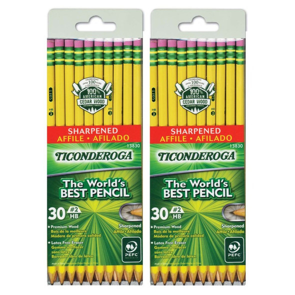 No. 2 Pencils, Pre-Sharpened, 30 Per Pack, 2 Packs No. 2 Pencils, Pre-Sharpened, 30 Per Pack, 2 Packs