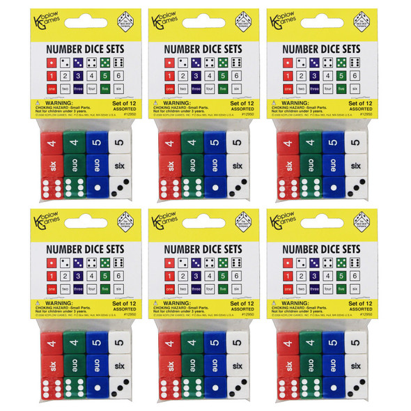 Number Dice Set, 12 Per Pack, 6 Packs Number Dice Set, 12 Per Pack, 6 Packs